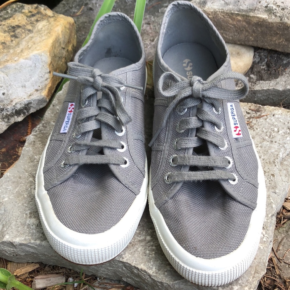 Cotton Superga Tennis Shoe-Euro Sz 39.5-Gray/White-EUC - Picture 2 of 16